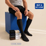 Velora Original wide-fit compression socks for men, black knee-high with six colours, buy 4 get 4 free, 15-25 mmHg graduated
