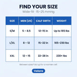 Velora Original compression socks for men size chart