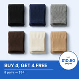 Velora compression socks for men buy 4 get 4 free, 8 pairs $84, $10.50 per pair, six colours