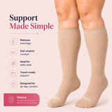 velora original wide fit compression socks knee high beige features