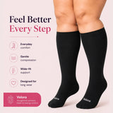 velora original wide fit compression socks knee high black features