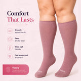 velora original wide fit compression socks knee high mauve pink plus size features