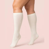 velora original wide fit compression socks white knee high women pose pointed toe