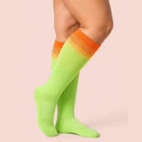 velora patterns wide fit compression socks gradient green knee high women pose pin up