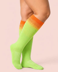 velora patterns wide fit compression socks gradient green knee high women pose pin up