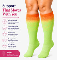 velora patterns wide fit compression socks green orange plus size women