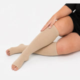 velora toeless wide fit compression socks knee high beige plus size women