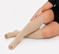 velora toeless wide fit compression socks knee high beige plus size women