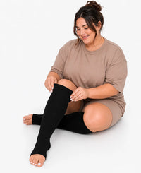 velora toeless wide fit compression socks knee high black plus size women