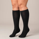 Black unisex wide-calf knee-high compression socks