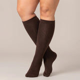 Coffee brown unisex wide-calf knee-high compression socks