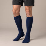 Navy blue unisex wide-calf knee-high compression socks