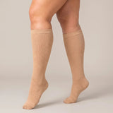 Skin-tone unisex wide-calf knee-high compression socks