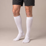 White unisex wide-calf knee-high compression socks