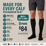 Made for every calf — fits calves up to 35 inches, 15-25 mmHg, 8 pairs for $84